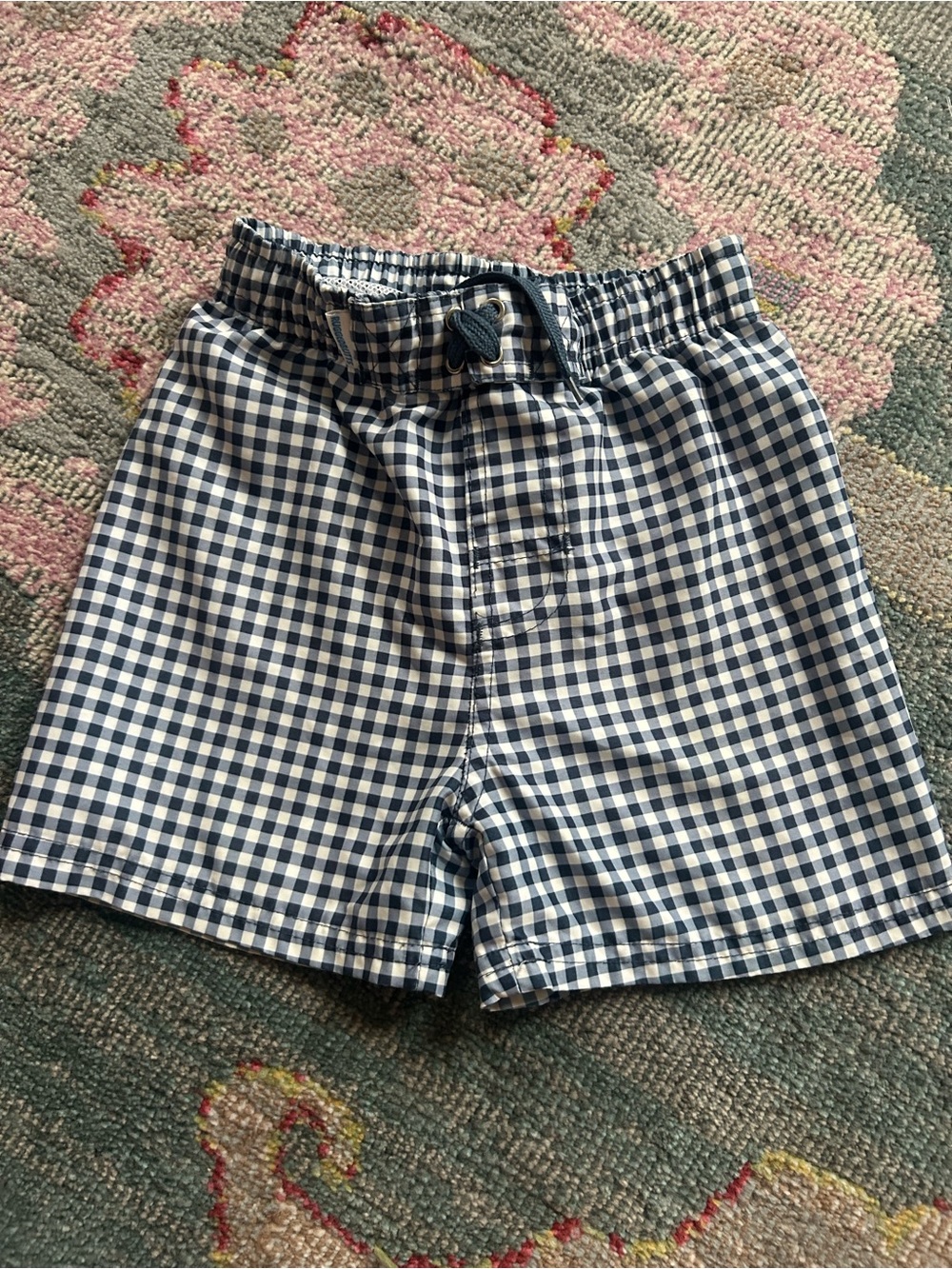 Rugged Butts Navy and White Gingham Kids Swim Shorts
